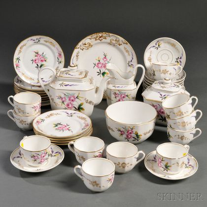 Group of Old Paris Porcelain Gilt and Floral-decorated Teaware Items