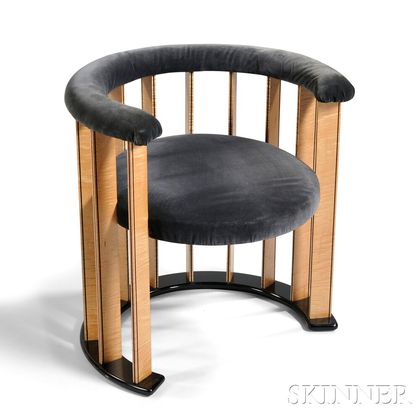 Art Deco-style Upholstered Barrel-back Chair