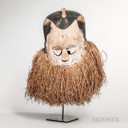 Congo-style Carved and Painted Helmet Mask