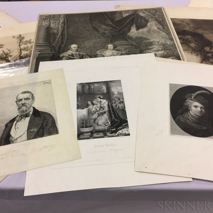 Group of Unframed 18th and 19th Century Engravings: Approximately Thirty-five Works, Primarily After Portraits of Aristocrats and Cleri