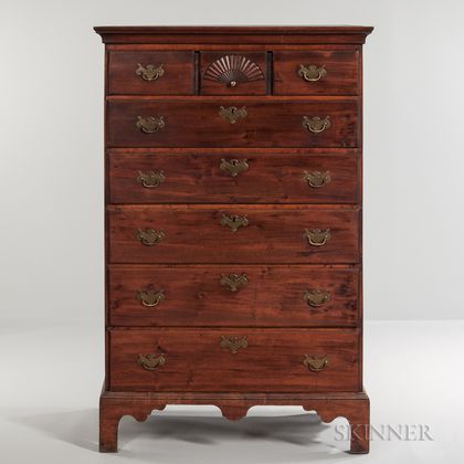 Carved Cherry Tall Chest of Drawers