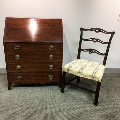 Chippendale-style Mahogany Chair and a Federal-style Irving and Casson Mahogany Slant-lid Desk. Estimate $200-300