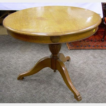 Victorian Carved Oak Pedestal-base Occasional Table. 