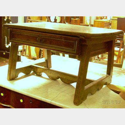 Continental Provincial Walnut Low Table with Drawer. 