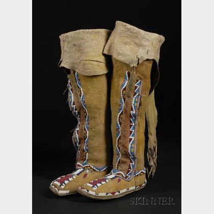Southern Plains Beaded High-top Woman's Moccasins