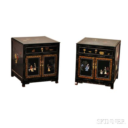 Pair of Chinese-style Lacquered Side Tables