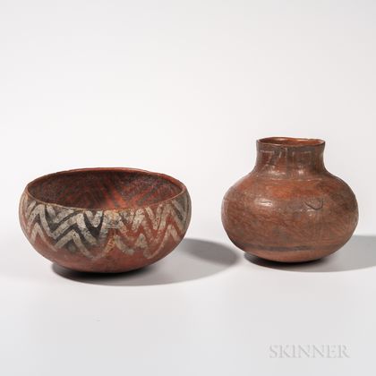 Two Homolovi/Saint John Polychrome Clay Vessels