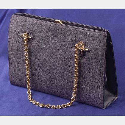 Burlap-style Fabric and Leather "Panama" Handbag, Gucci