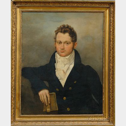 American School, 19th Century Portrait of Captain Henry Blackler of Marblehead, Massachusetts.