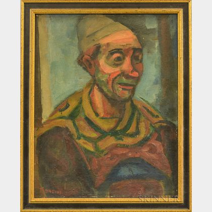 Gerrit Hondius (American, 1891-1970) Bust-length Portrait of a Clown