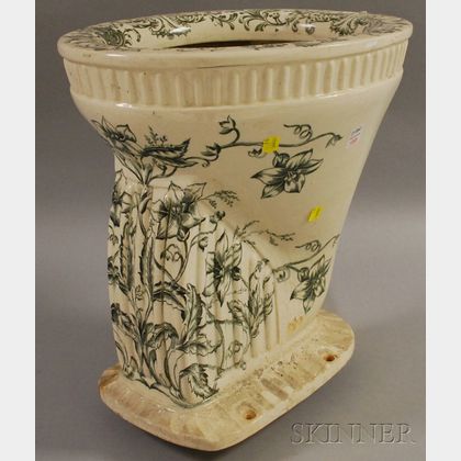 British "The Olungania" Floral Transfer-decorated Porcelain Toilet