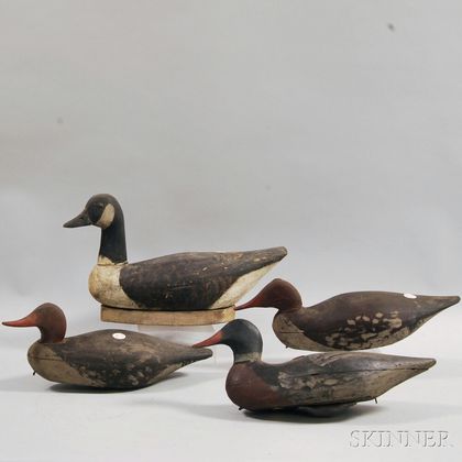 Four Carved and Painted Wood Waterfowl Decoys