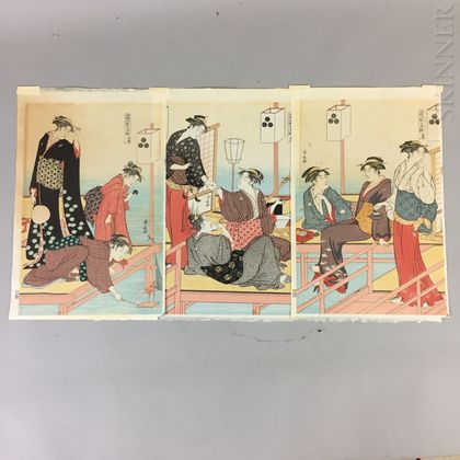 Torii Kiyonaga (1752-1815) Triptych