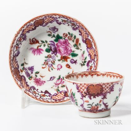 Export Porcelain Child's Tea Bowl and Saucer