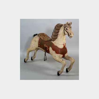 Carved and Painted Jumping Wooden Carousel Horse