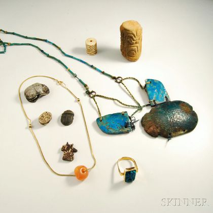 Group of Faience and Carved Beaded Jewelry