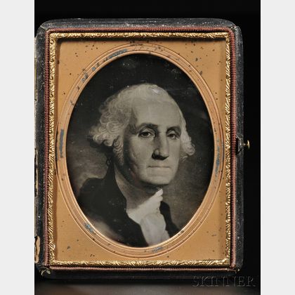 Quarter-plate Daguerreotype Portrait of George Washington After Gilbert Stuart