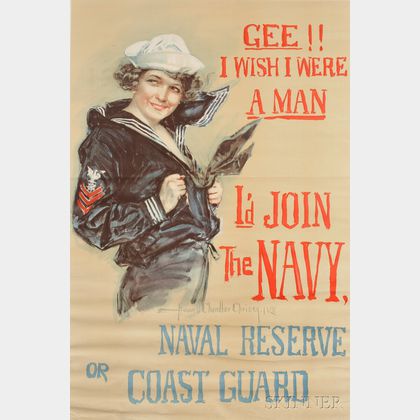 World War I Recruiting Poster: Gee!! I Wish I Were a Man, I'd Join the Navy
