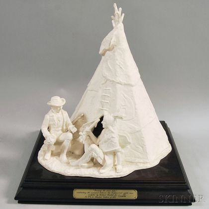 Goebel "Passing of the Peace Pipe" White Bisque Porcelain Figural Group
