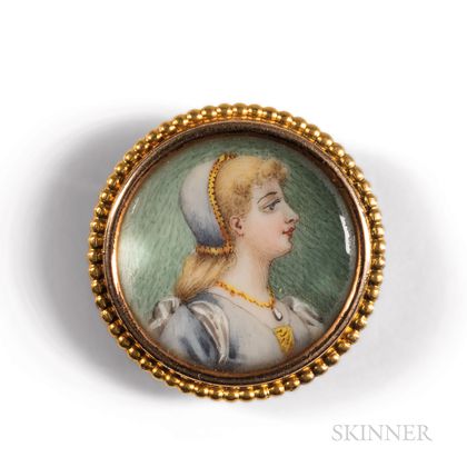 Antique 18kt Gold Portrait Miniature Pendant/Brooch