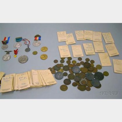 Collection of Approximately Seventy-four 18th-20th Century United States Political, Moral, and Commemorative Tokens and Six Medals