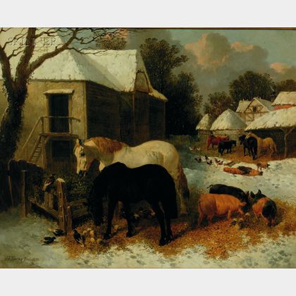 John Frederick Herring, Sr. (British, 1795-1865) Farm in Winter