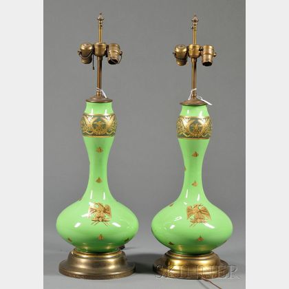 Pair of French Empire Opaline Glass Vases