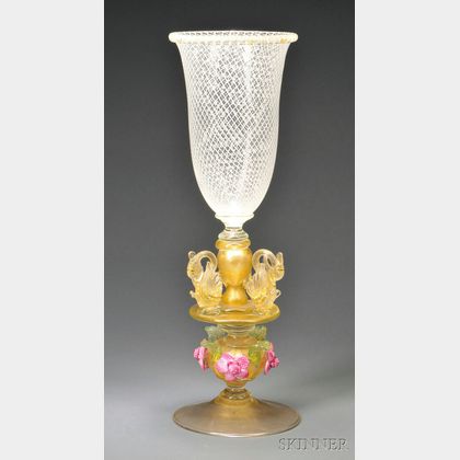 Venetian Glass Footed Vase