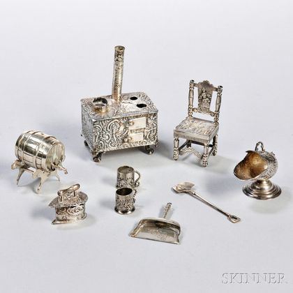 Seven Silver or Silver-plated Miniatures
