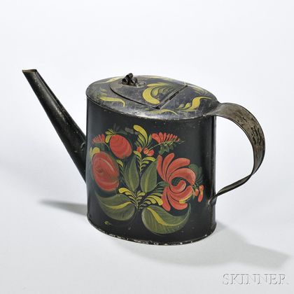 Paint decorated Tin Teapot