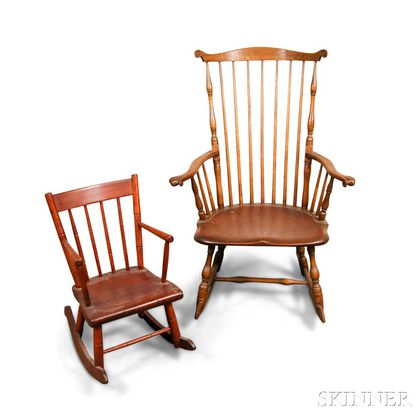 Two Windsor Armed Rocking Chairs