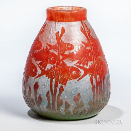 Le Verre Francais Cameo Glass Art Deco Vase 