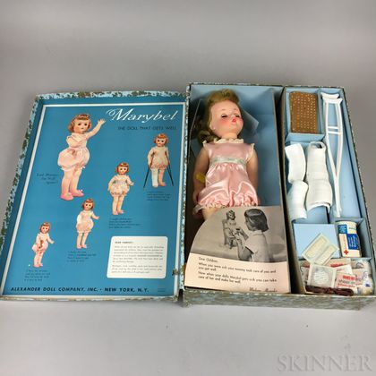 Madame Alexander "Marybel" Doll, Accessories, and Box. Estimate $20-200