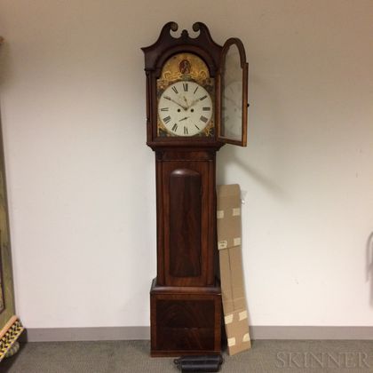Scottish Carved Mahogany Tall Case Clock