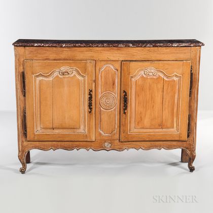 French Provincial Beechwood Marble-top Side Cabinet