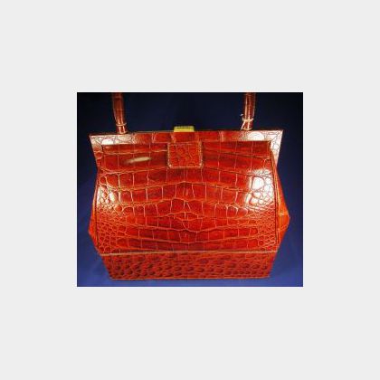 Gianfranco Ferre Boutique Brown Leather Alligator Handbag