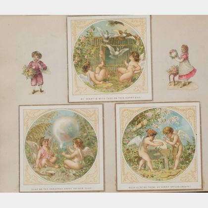 Victorian Album of Chromolithograph Greeting Cards and Die-cuts