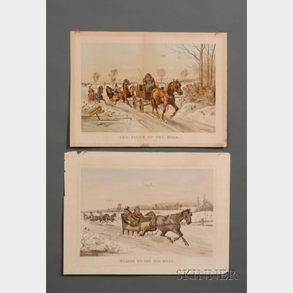 Currier & Ives, publishers (American, 1857-1907) Lot of Two: Waking up the Old Mare.