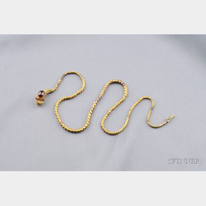 Antique Gold and Garnet Snake Necklace