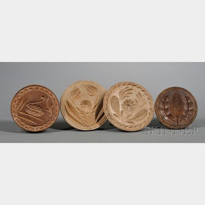 Four Wooden Butter Stamps