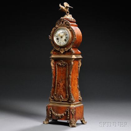 Miniature Ormolu-mounted Burl Mantel Clock