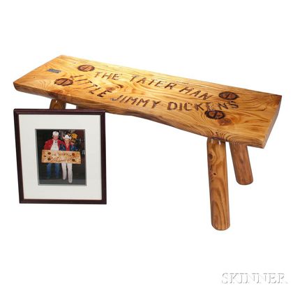 Little Jimmy Dickens Hand-carved Pine Bench