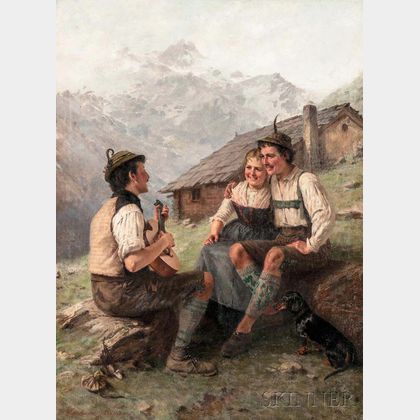 Theodor Kleehaas (German, 1854-1929) The Serenade/An Alpine Genre Scene