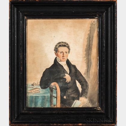 British School, Early 19th Century Portrait of a Young Man at a Table