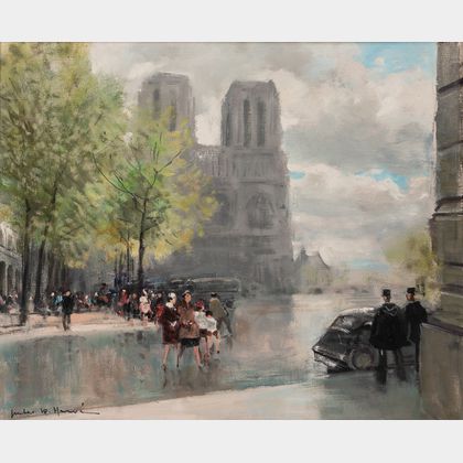 Jules René Hervé (French, 1887-1981) A View of Notre Dame, Paris
