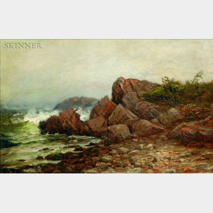 Jonathan Bradley Morse (American, 1834-1898) Rocky Coast with Crashing Surf