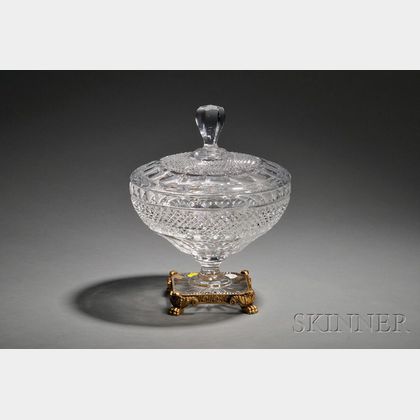 Ormolu Mounted Colorless Glass Footed Covered Bowl