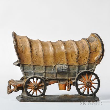 Cast Iron and Paint-decorated Creations Company Conestoga Wagon Doorstop