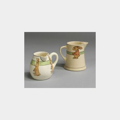 Roseville Pottery Rabbit Pitcher and Creamer
