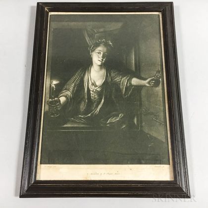 Framed Greenwood Mezzotint of a Woman